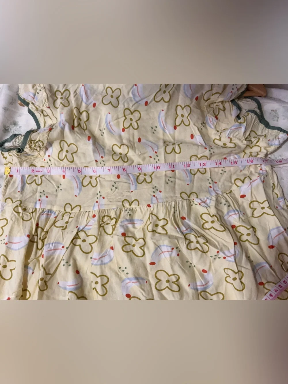 Girls Cream Floral Tiered Nightgown with Ruffle Sleeves